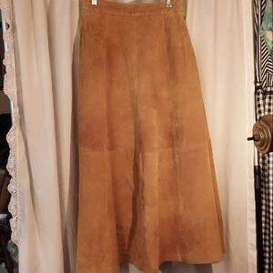 Vintage Hunt Club Leather Maxi A-line Skirt Rust Color Size 6/8 Zipper Closure